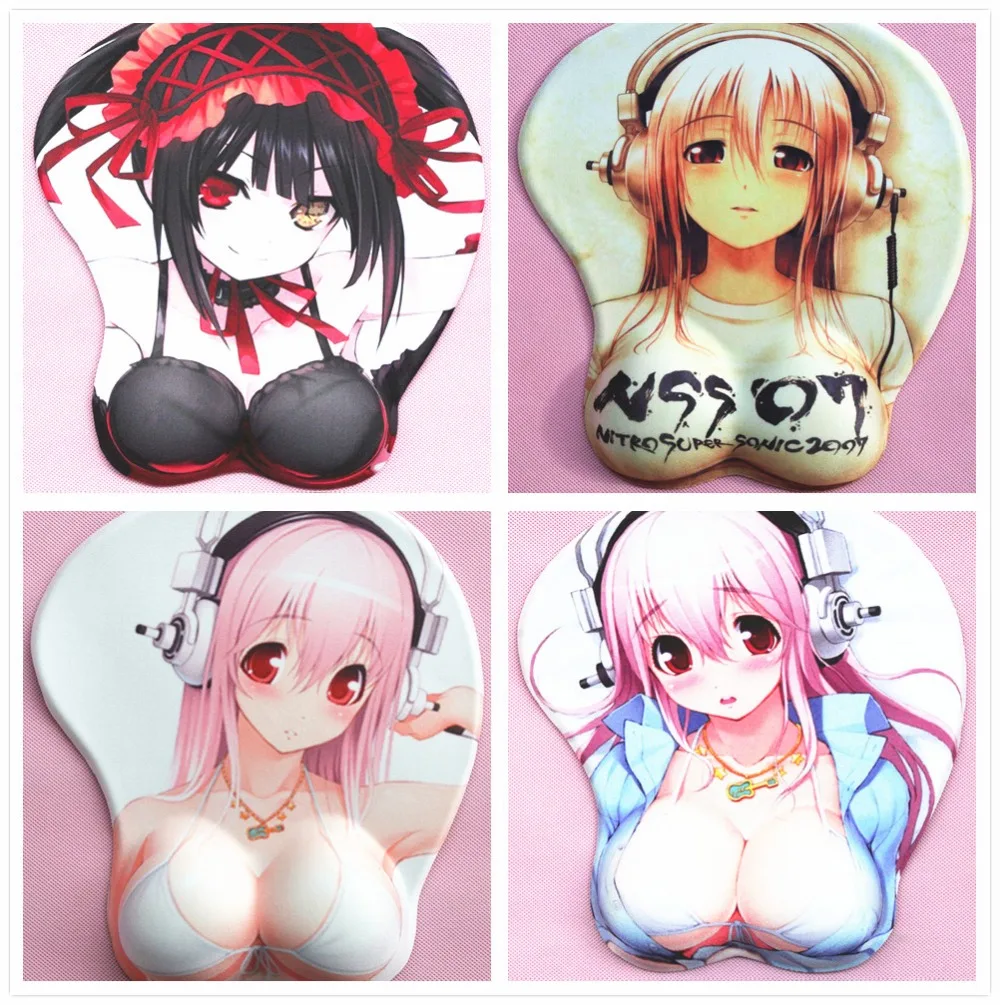 

2019 new version Japanese anime 3d mouse pad wristbands Cartoon Creative sexy mouse pad Chest mouse pad Free Shipping