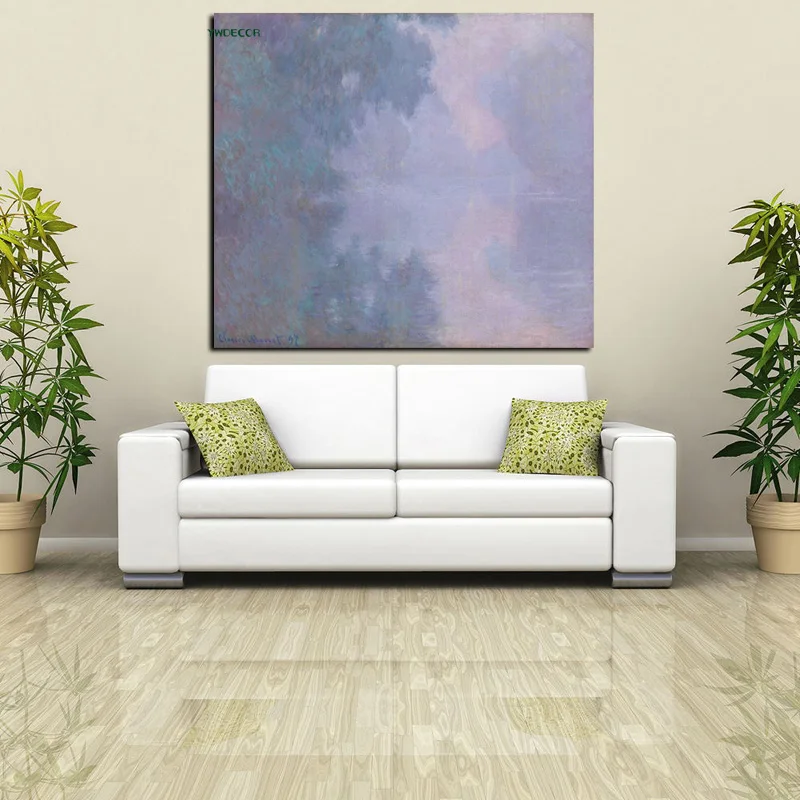 YWDECOR печать Клода Моне утром на ветке Сены возле Giverny масляная живопись холсте