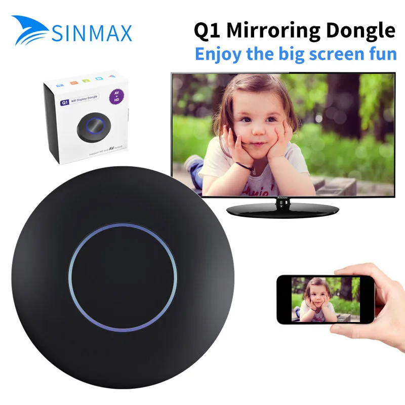 

2018 HD+AV Output Q1 Mirroring Dongle Wifi Display Receiver HDMI Android TV Stick interface VS Chromecast 2 dab stick tv stick