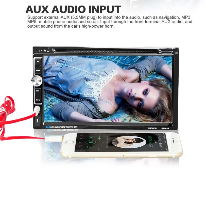 Новое поступление автомобильный DVD CD плеер 7 дюймов 2 DIN Bluetooth Сенсорный экран Радио Аудио USB iPod SD FM/AM jr9