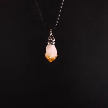 

6pcs Fashion Citrines Crystal Treat Amethysts Quartz Point Spike Paved Rhinestone Stone Healing Pendants Necklace Free Shipping