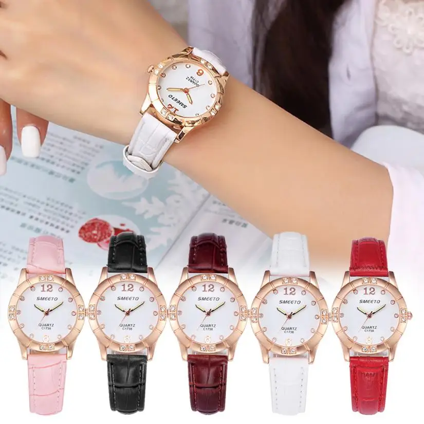 

Women Fashion Luxury Leather Analog Quartz Vogue Watches ladies watches 2018 luxury brand clock women vintage bayan saat xfcs