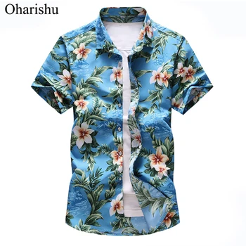

New Summer Fashion Mens Shirt Slim Fit Short Sleeve Floral Shirt Mens Clothing Trend Plus Size Mens Casual Hawaii Flower Shirts