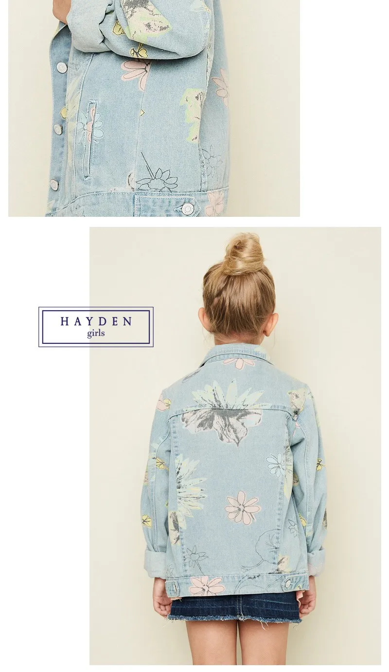 Girls Floral Print Jeans Jacket G2109-16