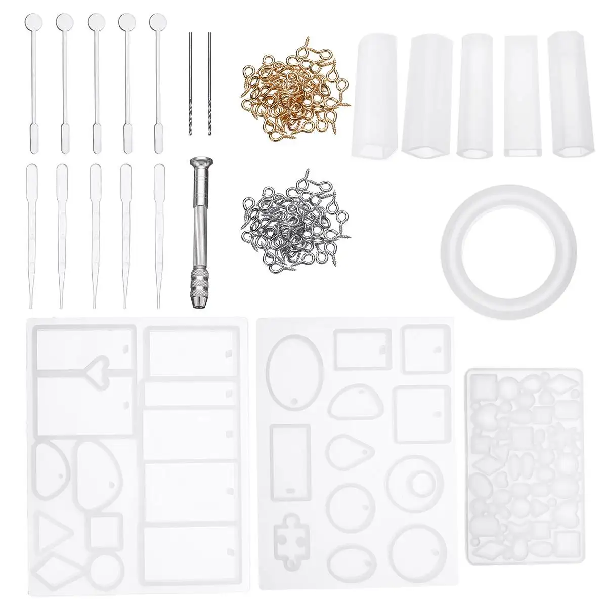 

127 Pcs Jewelry Mould DIY Craft Resin Liquid Silicone Combination Molds for DIY Pendant Making Accessories Cake Decorating Tools