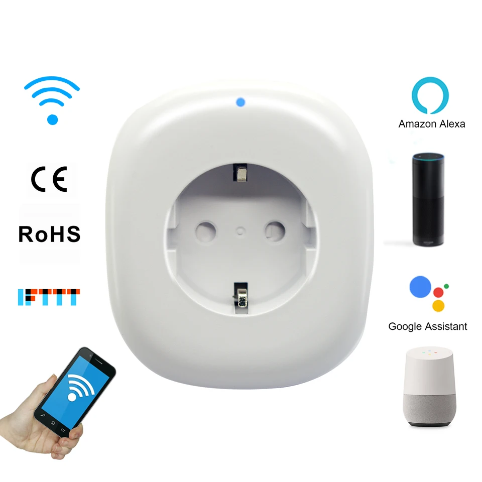 

EU European Wi-Fi WiFi Smart AC Power Electrical USB Plug Socket Outlet For Amazon Alexa Echo Google Assistant Mini IFTTT