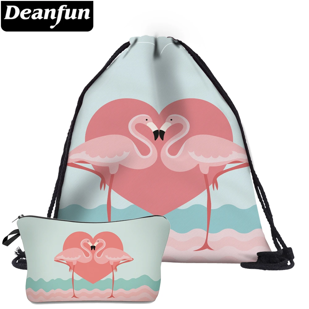 Deanfun 2 шт. модные мешки Drawstring сердце Фламинго печатных девушки многофункциональный для путешествия