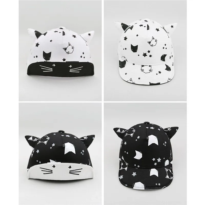 

2017 New Baby Hat with Ears Beard Stars Animal Cat Cartoon Kids Baseball Hat Summer Baby Boy Sun Hats Cotton Caps Girls Visors
