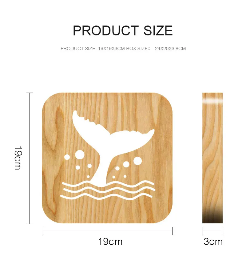 3D Wooden Mermaid Tail Night Light Cartoon Night Lamp Kids Bedroom Table Lamp Sleeping Light for Baby Children Xmas Birthday Gift (3)