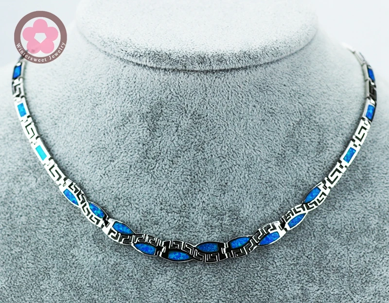 Jzn0011 горячая Распродажа ожерелье из голубого опала новые трендовые ювелирные изделия для женщин высокое качество цепочка ожерелье Рождественский подарок