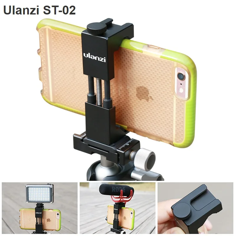 

Ulanzi ST-02 Aluminum Metel Smartphone Tripod Mount With Cold Shoe Cell Phone Tripod Adapter Clip Holder Handle Grip