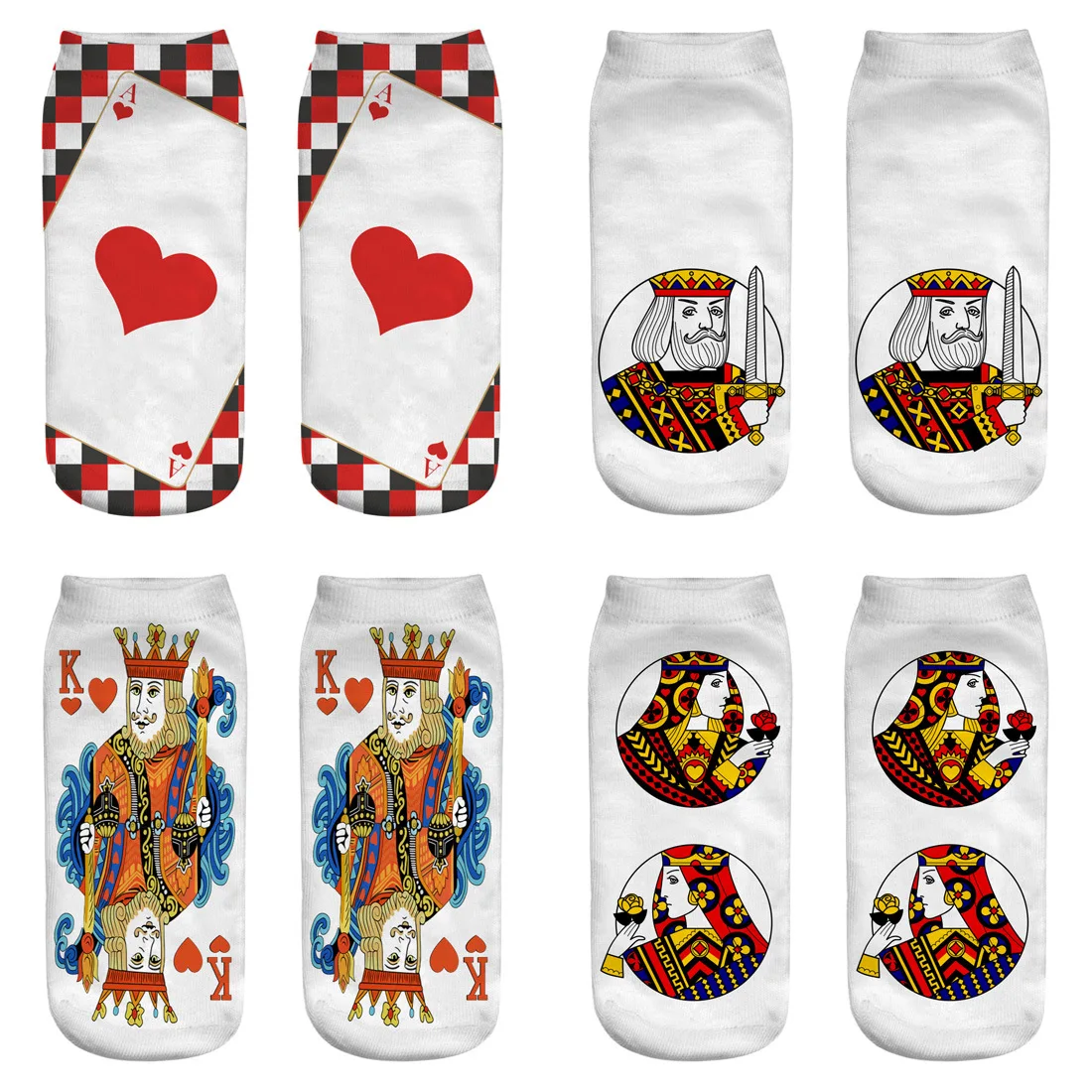 Новые покер 3D печатных носки до лодыжки для женщин девочек Аксессуары