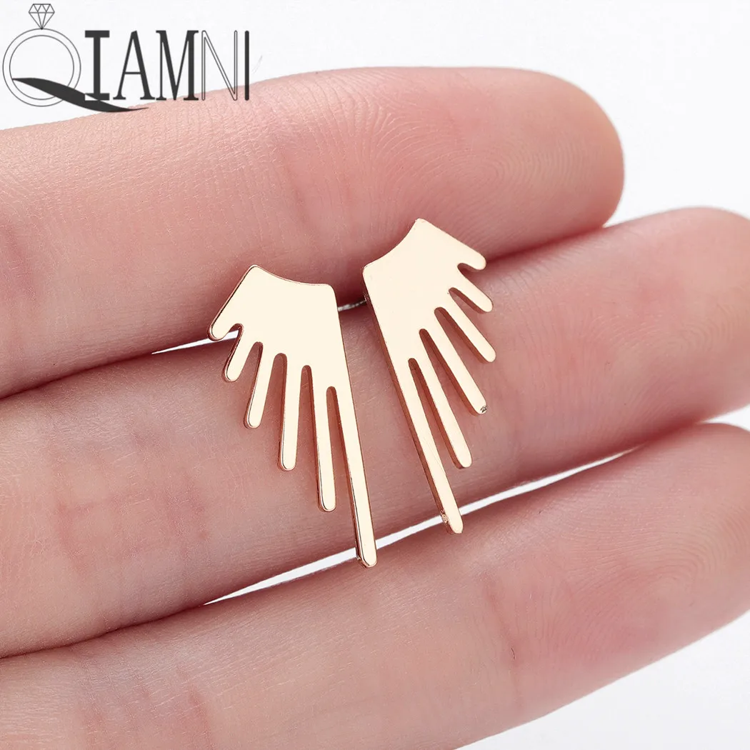 

QIAMNI Stainless Steel Angel Wings Tassel Stud Earring Minimalist Birthday Gifts for Women Men Party Jewelry Pendientes Brincos