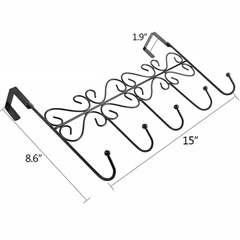 5 крючков, беззеркальный Железный дверной крючок-вешалка, вешалка для одежды, держатель для халатов, для ключей, на дверь, вешалка для шляп, для кухни, ванной, настенная, для украшения дома - Цвет: Black
