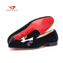 Мужская обувь ручной работы; черные бархатные туфли с надписью «LOVE»; модные мужские лоферы для вечеринки и свадьбы; мужская обувь на плоской подошве размера плюс