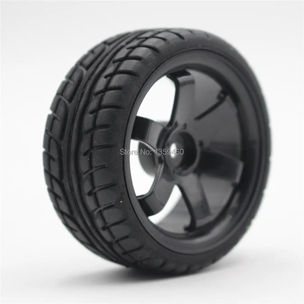 4pcs 1/10 Rc Soft Rubber Touring Tire Tyre Wheel Rim W6snk(black) 3/6