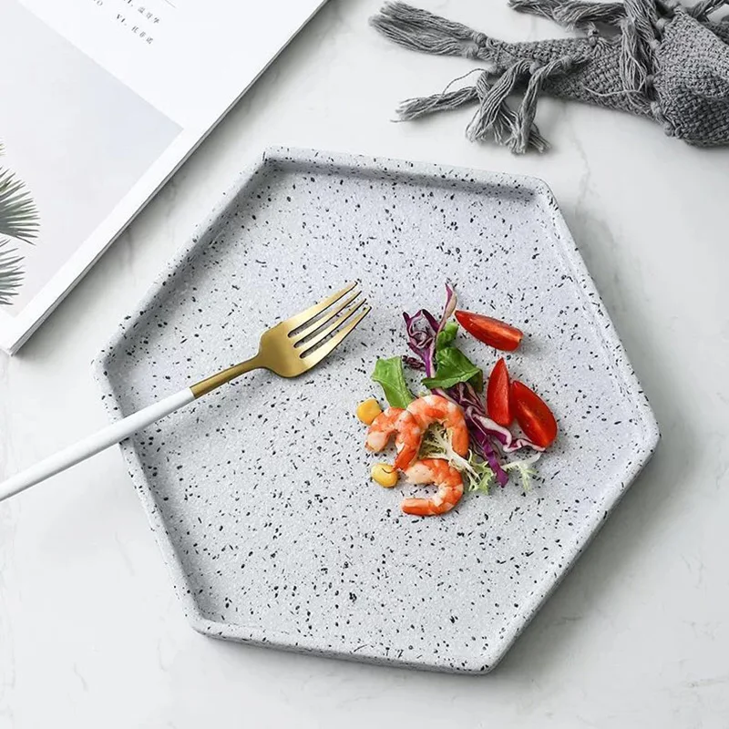 Нордический стиль имитация гранита керамическая тарелка мраморный поднос с узором креативный льняной лоток для хранения посуды