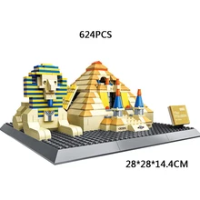 Всемирно известная старинная архитектура египетская большая пирамида из Giza Moc строительные блоки Пирамида Хуфу Сфинкс Кирпичи Модель игрушки