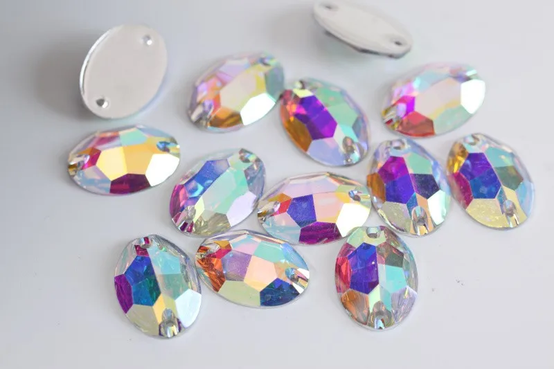 Oval Colorful Resin Sew On Rhinestones Flatback Sewing Rhinestone Resin Crystal Sew-On Rhinestones for Wedding Dress B3802