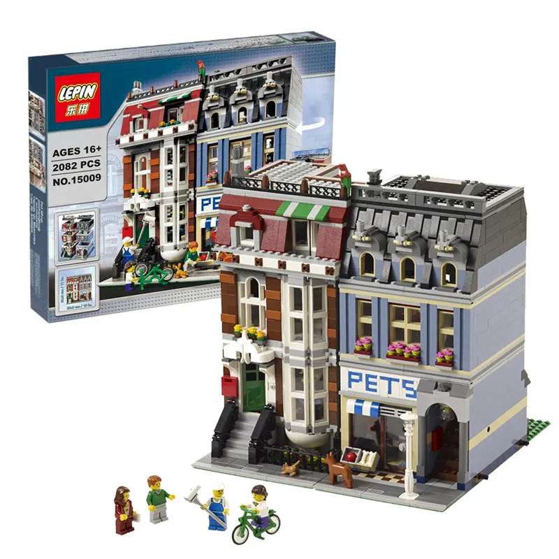 

2082 Unids City Creator Pet Shop Supermarket Kits de Edificio Modelo Bloques Ladrillos Compatibles Juguete 10218