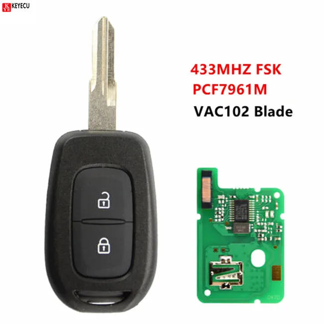 

Keyecu 2 buttons remote car key 433mhz with PCF7961M HITAG AES Chip for Renault Sandero Dacia Logan Lodgy Dokker Duster 2016