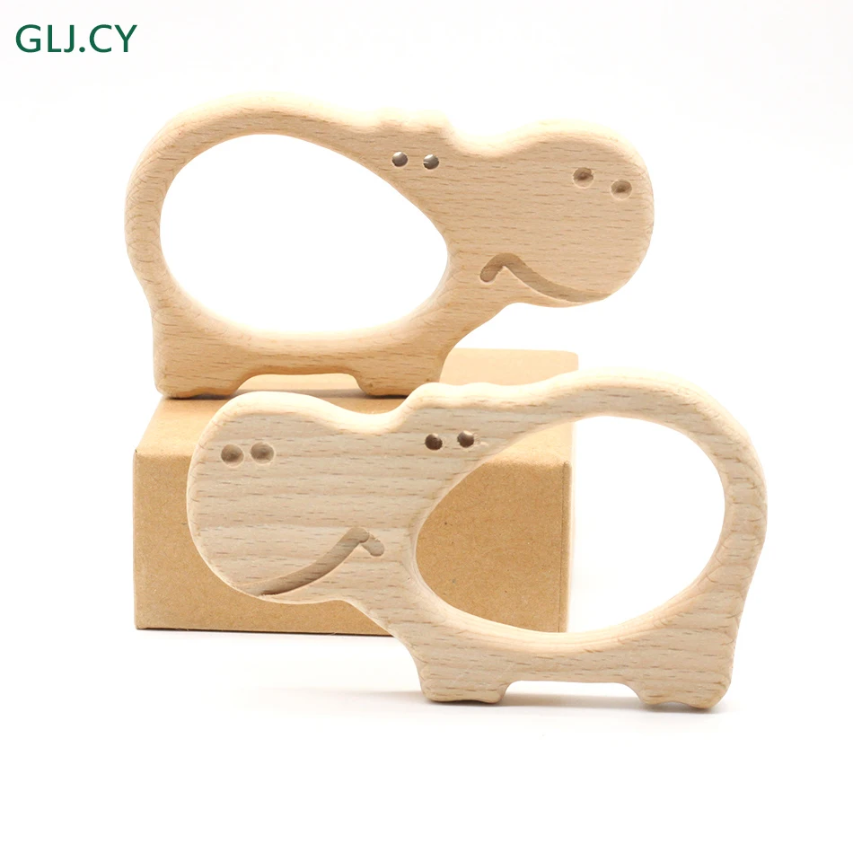 

10pcs Big Hippo Shape Beech Pendent Wooden Teether Hand Carving Animal Teether Baby Wood Teether Pacifier Clip Parts