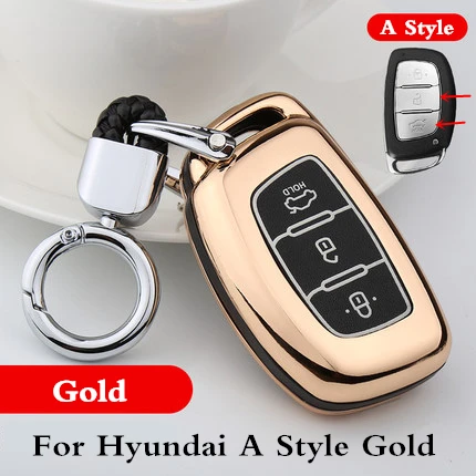 Автомобильный ключ чехол КРЫШКА ДЛЯ hyundai I10I20I30 Tucson Creta IX20IX25IX35 Sonata Verna Solaris Санта Elantra Mistra HB20 - Название цвета: A Style Gold