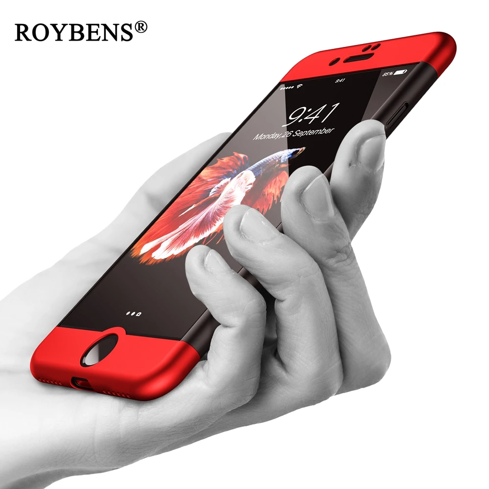 For iPhone 6 6S Case Luxury 3 in 1 Black Red Full Protection Ultra Thin Hard PC Cover 7 8 Plus 360 Phone Cases |