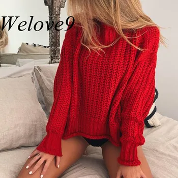 

Winter Casual Thick Sweaters Turtleneck Sweater Women Jumper 2019 Autumn Loose Oversied Knitted Sweaters Pullovers Pull Femme