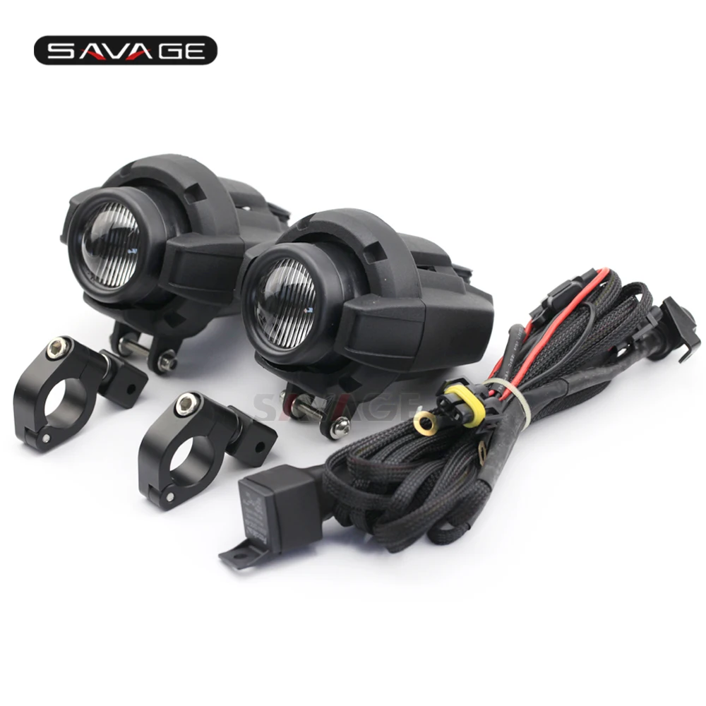 Tanie Uniwersalna jazda Aux światła dla bmw DUCATI KAWASAKI HONDA KTM SUZUKI TRIUMPH przednia głowica światła wodoodporna lampa przeciwmgielna motocykla