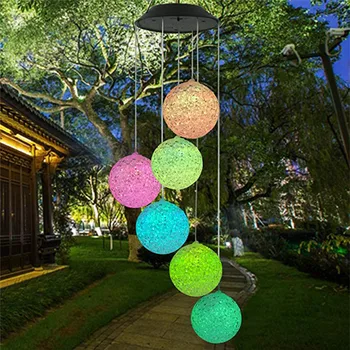 

Solar Powered Wind Chime Light LED Garden Hanging Spinner Lamp Color Changing solar ampoule romantic Energy saving Decoration