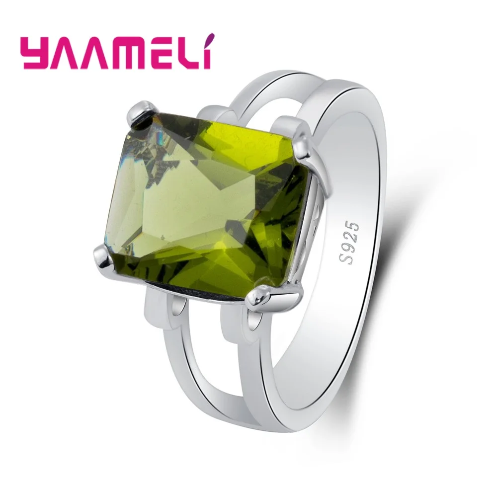 

New Arrival Rectangle Cubic Zirconia Two Color 925 Sterling Silver Rings For Women Free Shipping Shinning Finger Rings