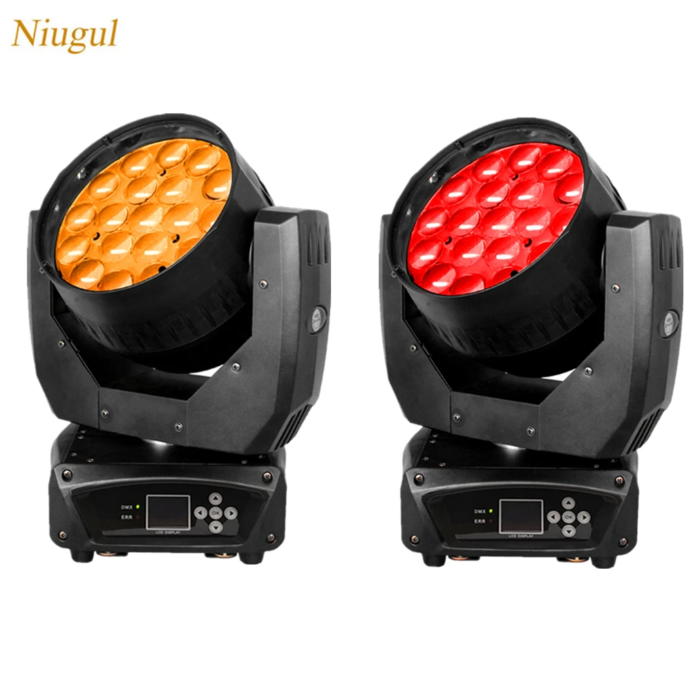 2 шт./Лот 19x15 Вт RGBW LED Zoom движущиеся головки светодиодное сценическое освещение с