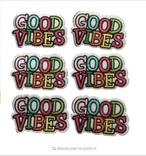 DD 10 шт./лот новые вышитые нашивки GOOD VIBES термоклейкая нашивка для одежды буквы