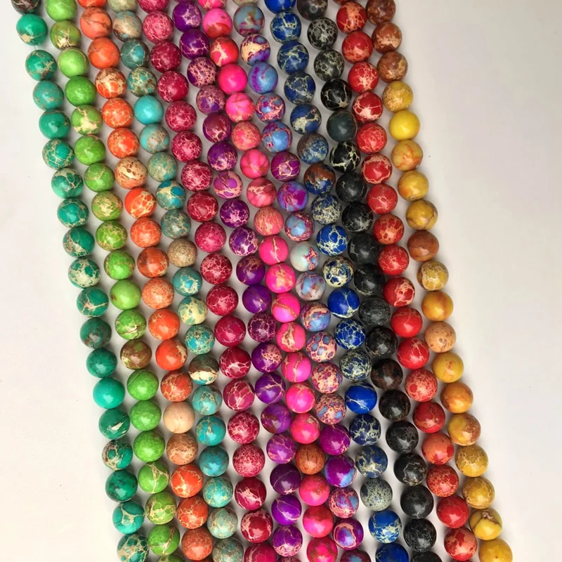 4mm Round Sea Sediment Stone Loose Beads For Jewlry Making 15" Wholesale Colors 