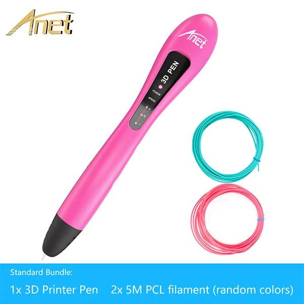 Anet 3d Drawing Pen 1.75mm PCL Filament DIY LED Indicators Low Temperature 3D Pen Printing Pen filament refills for kid Pen 3d - Цвет: Pink pen with 2rolls