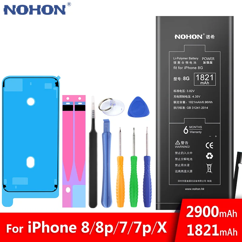 

NOHON Battery For Apple iPhone 8 7 Plus 8Plus 7Plus X iPhone8 iPhone7 7G 8G Lithium Polymer Bateria Free Tools Retail Package