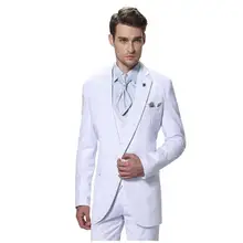 Мужской костюм Homme одна кнопка Белый Нотч Модные Мужской костюм из 3 предметов(куртка+ брюки+ жилет+ галстук) красивый костюм Slim Fit
