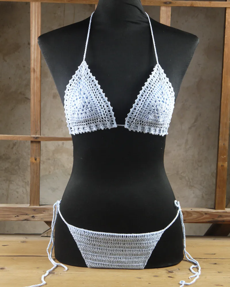 2015 New Women Vintage Summer Brand Bikini Sexy Bandage Lace Up Crochet ...
