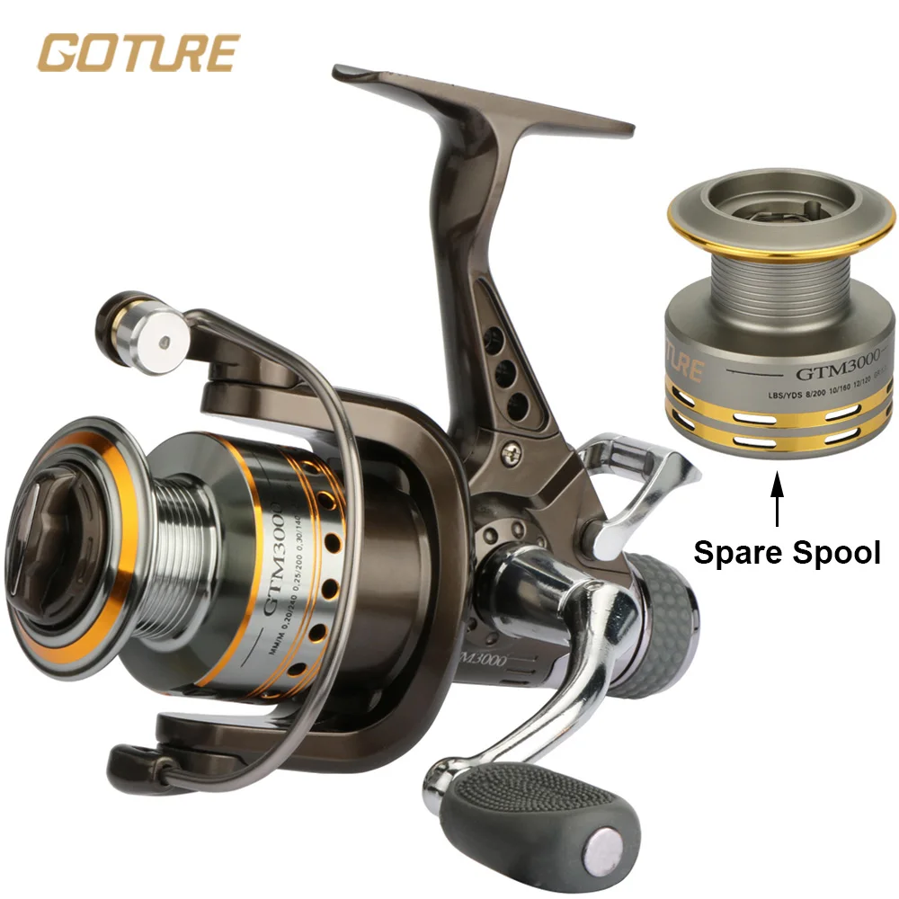 ФОТО Goture Double Drag Spinning Reel With Spare Spool 8BB 5.0:1 Fishing Reel Max Drag 6.5KG Dual Brake Fishing Wheel GTM3000