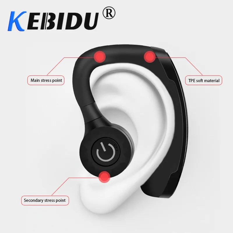 

Kebidu Bluetooth Hook Sports Eardphone with Mic Support Noise Reduction Headset Wireless Hands Free for Xiaomi Wholesale