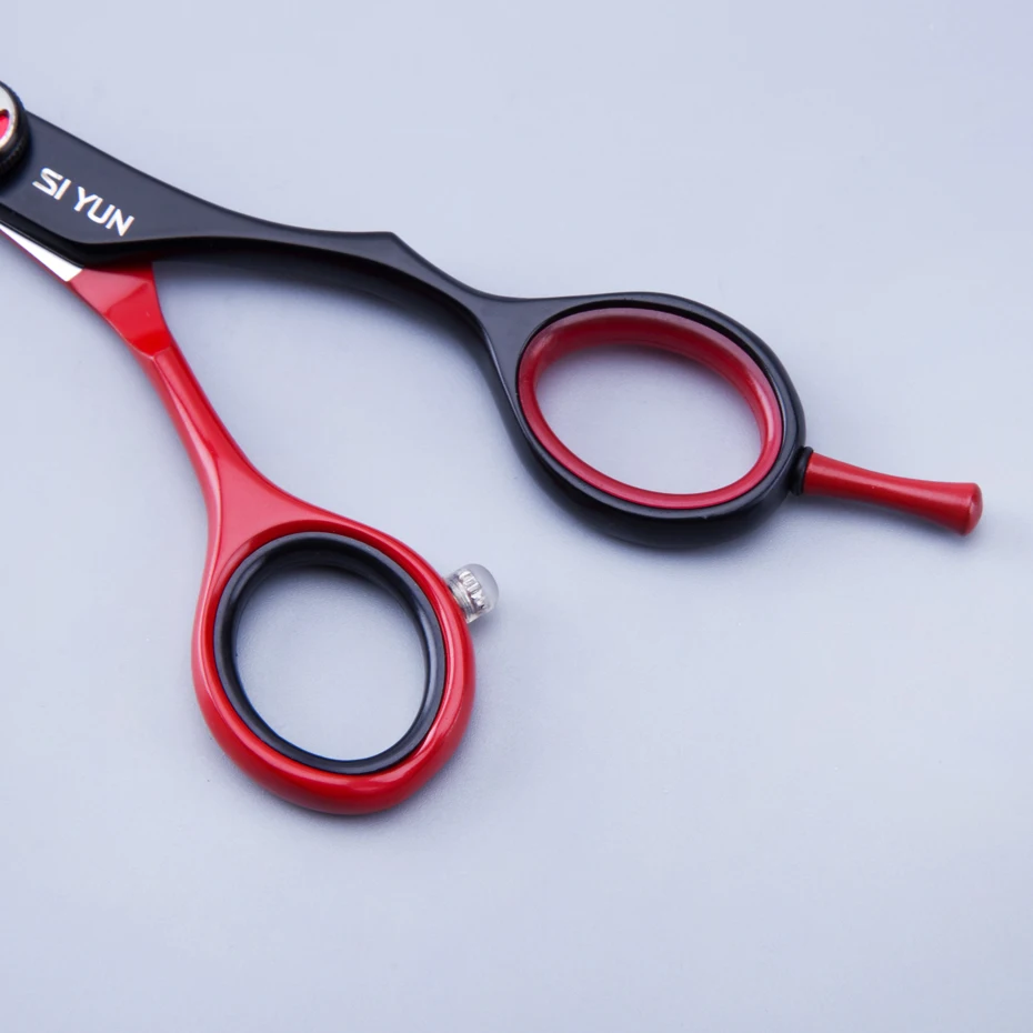 Si Yun ножницы, 5,5 дюймов, профессиональные ножницы для волос, черный и красный цвета, высокое качество, парикмахерские ножницы для укладки плоских зубов