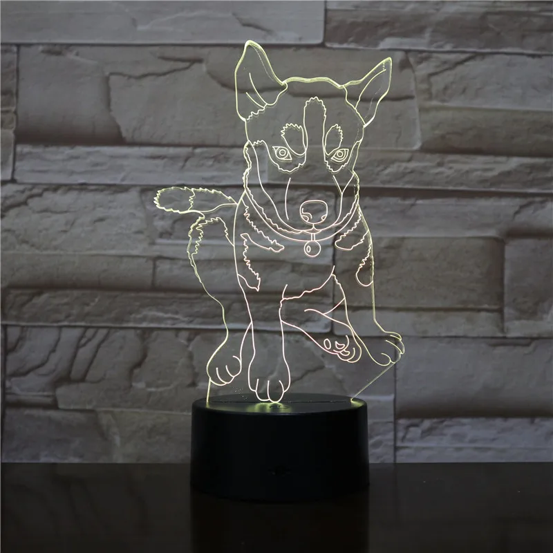 Россия Siberian Husky Dog 3D лампа Иллюзия ночной свет светодиодный многоцветный креативный окружающий свет настольная Лампа Домашнее освещение