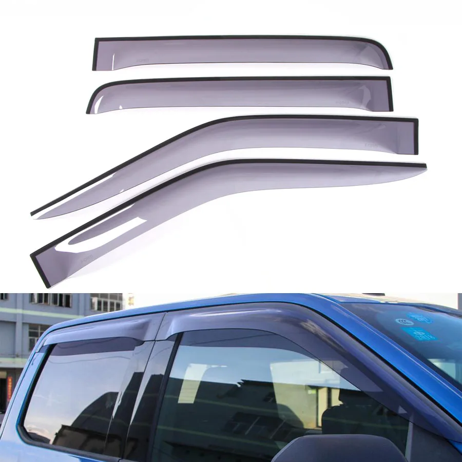 

YAQUICKA 4Pcs/set Car Window Rain Sun Visor Shield Cover Shelters Cover Styling Fit For Ford F150 2015 2016 Auto Accessories