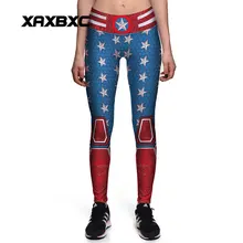 XAXBXC 0134 новые сексуальные тонкие штаны для девочек с сеткой, винтажные штаны с принтом Капитана Америки, высокая талия, тренировка, фитнес, женские леггинсы, большие размеры
