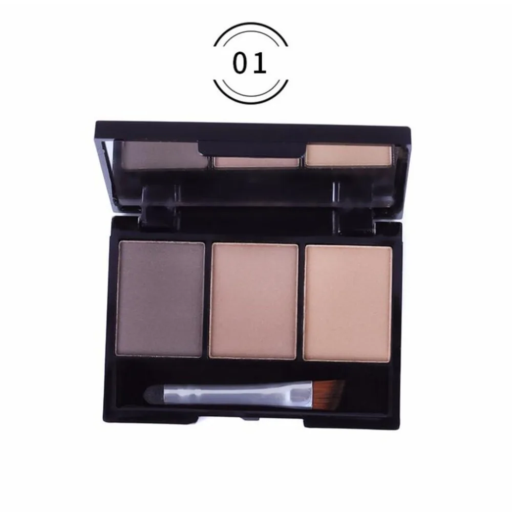 

3 Color Eyebrow Powder Palette Cosmetic Brand Eyebrow Enhancer Professional Waterproof Makeup Eye Shadow With Brush Mirror Box