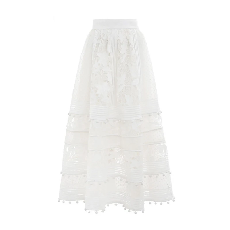 Брендовое дизайнерское Новое весенне-осеннее женское кружевное платье комплект из 2 предметов белый короткий топ открытая юбка сексуальные вечерние пляжные уличные - Цвет: White Skirt