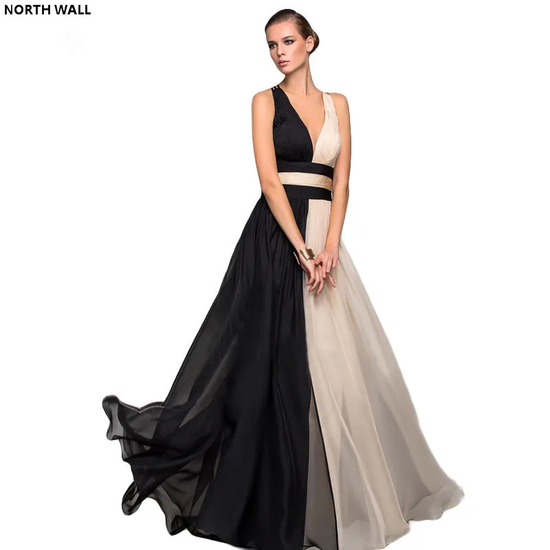 Northern Wall summer dress women 2018 Colorblock Sexy Dress Halter Sleeveless long dress Vest Bandage Chiffon dress elegant Northern Wall summer dress women 2018 Colorblock Sexy Dress Halter Sleeveless long dress Vest Bandage Chiffon dress elegant