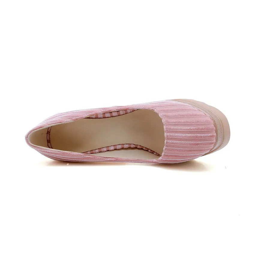 ESVEVA/ г. Женские туфли-лодочки обувь в полоску на высоком квадратном каблуке с острым носком обувь из флока и PU искусственной кожи без шнуровки в западном стиле на платформе 2,5 см, размеры 34-41