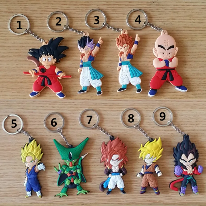 

Anime Dragon Ball Z Figures Son Goku Super Saiyan PVC Keychain Toys Dragonball Figuras Key Bag Pendants Dolls 20pcs/lot